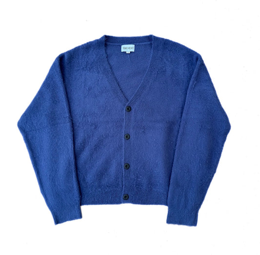 BRUSHED BACK MOHAIR CARDIGAN - NAVY